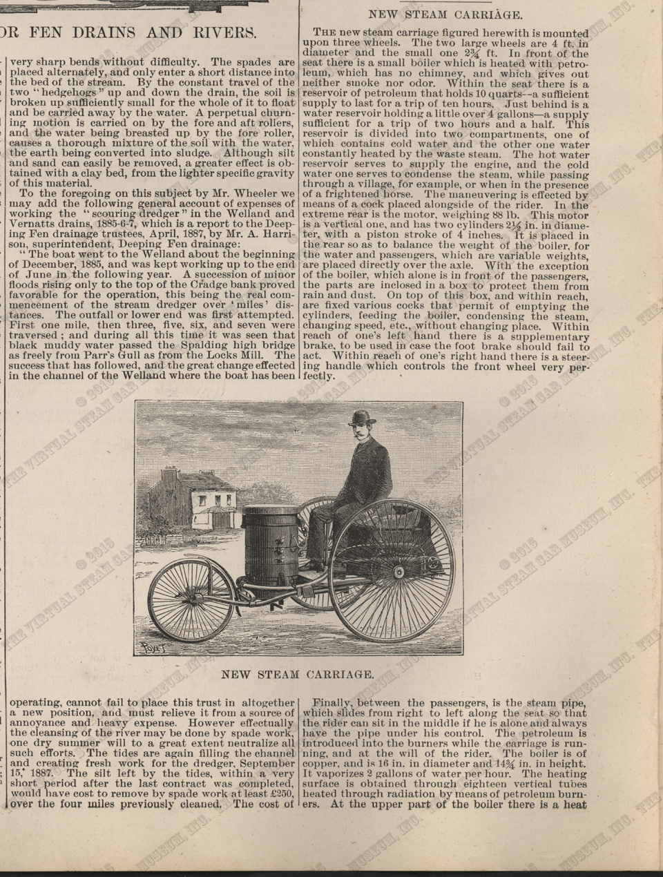 Steam Carriage, Scientific American Supplement, December 17, 1887, La Nature, p. 9962
